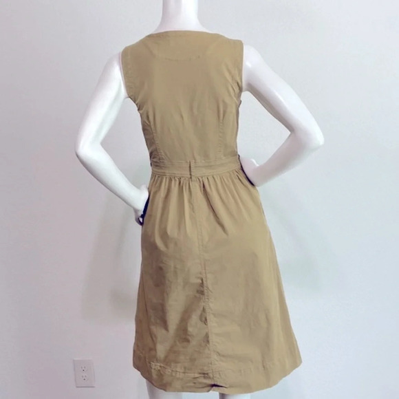 J. Crew Garment Dyed Trench Midi Dress Khaki Sleeveless Button Front Sz 10 - Picture 7 of 9